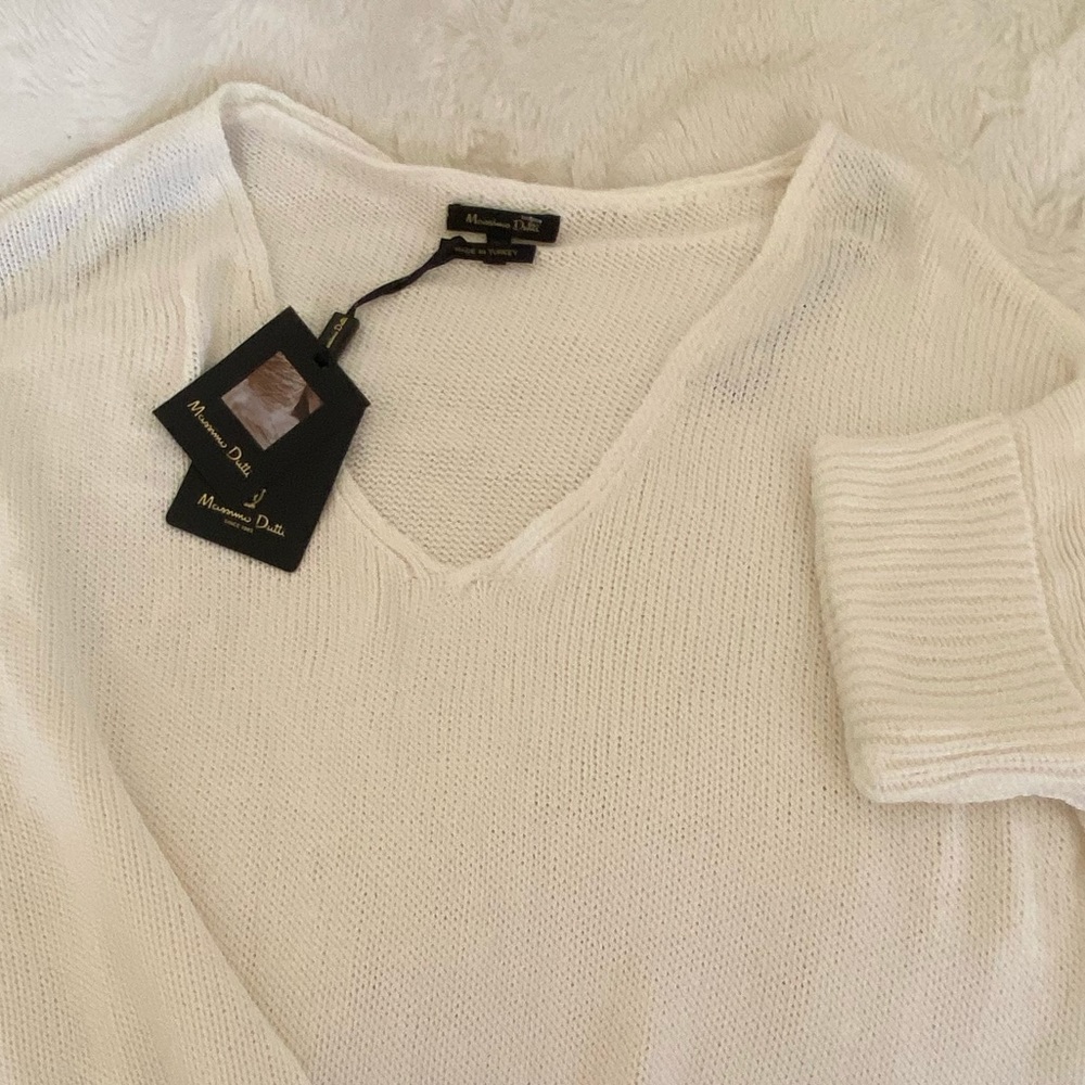 Massimo Dutti white summer knit tee